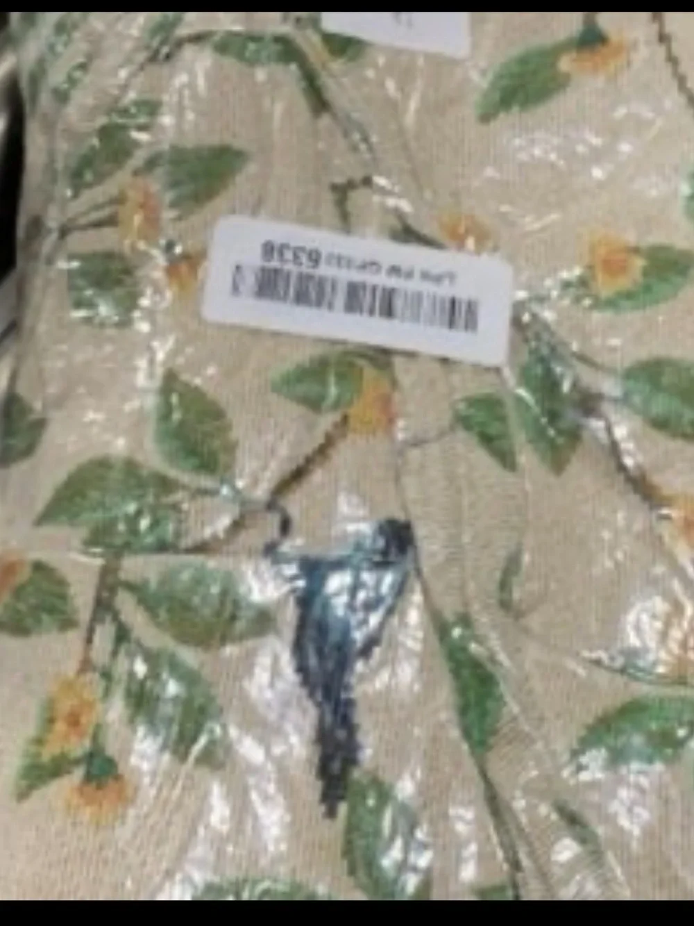 “Birds” Tufted Chair Cushion with Ties 16x16” BEIGE